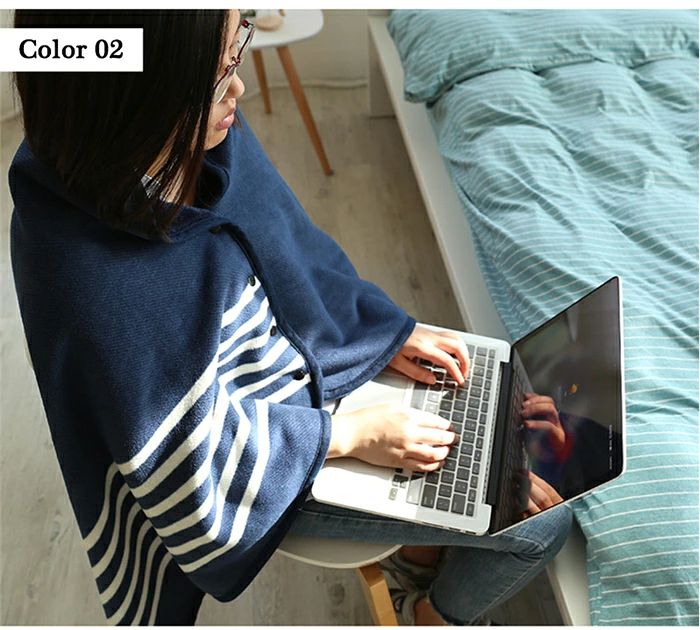 ボ 膝かけ 防寒 裏起毛 肩掛け ショート レディース 羽織る 着る毛布 ポンチョ 北欧 ひざ掛け ふわふわ ポンチョ ブランケット boundary-shop-10044425 boundaryショップ サンプル画像3