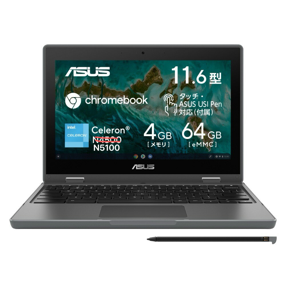 ASUS Chromebook CR1 (CR1100FKA-BP0602)ASUS Chromebook(Celeron N5100/4GB/eMMC：64GB/光学ドライブなし/Chrome OS/Officeなし/11.6型/タッチパネル/ダークグレー)