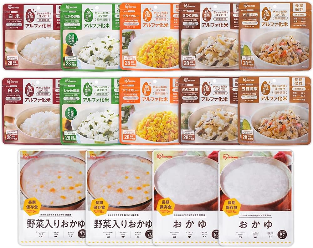 賞味期限:2027.09.02 アイリスオーヤマ 非常食 (製造から) 5年保存 アルファ米 7種 14食セット 保存食 防災