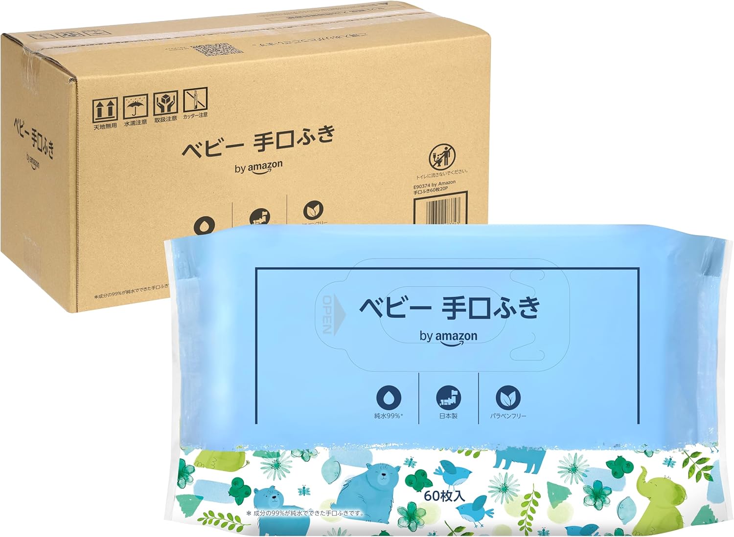 樂天商城 - Mama Bear ベビー 手口ふき 純水99% 日本製 パラベンフリー 無香料 60枚入×20個 (1200枚) [ケース品]