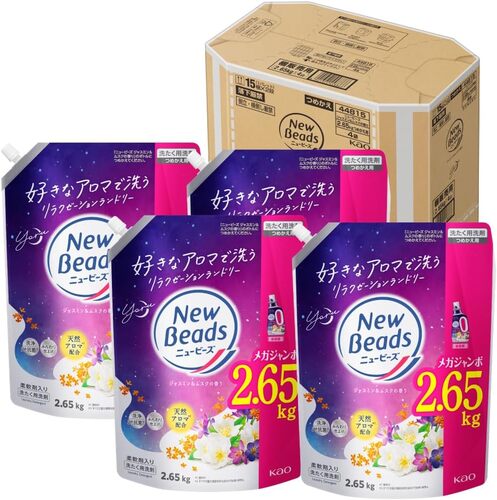 【ケース販売】ニュービーズ ジャスミン＆ムスクの香り つめかえ用 2,650g×4個