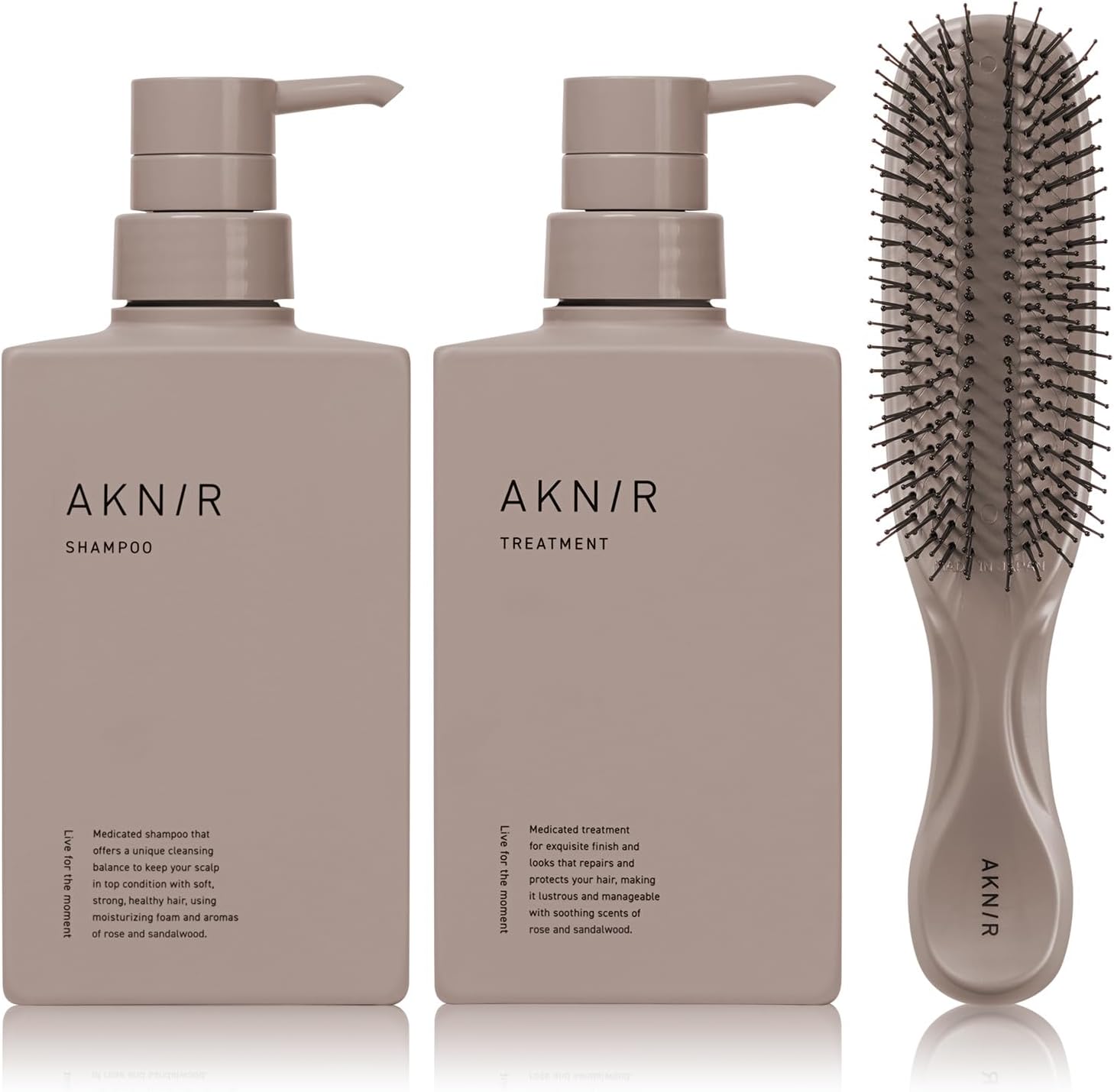 AKNIR 梨花 ヘアシャンプー 300ml トリートメント 300g ローズ×サンダルウッド + シャンプーブラシ セット