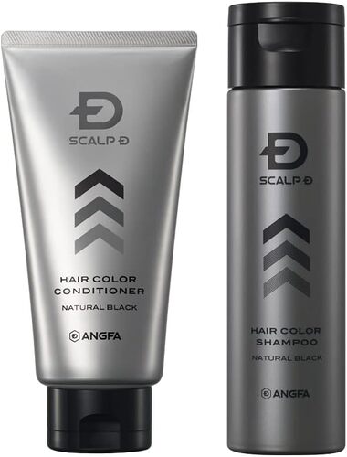 スカルプD ヘアカラーコンディショナー + カラーインシャンプーセット ナチュラルブラック メンズ 男性用 白髪染め ヘアカラー アンファー ANGFA