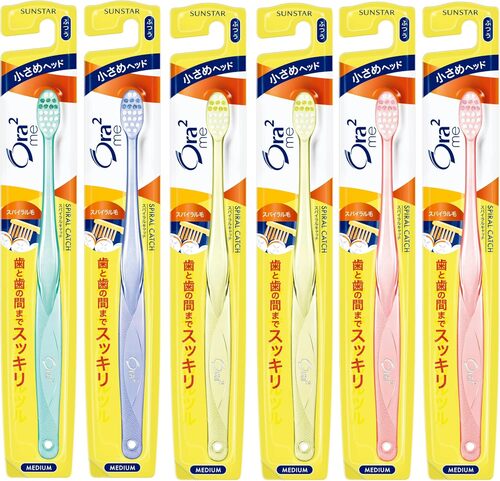 Rakuten - 【2箱セット】Ora2(オーラツー) ミー 歯ブラシ スパイラルキャッチ [コンパクトヘッド ふつう] 6本パック まとめ買い ※色は選べません