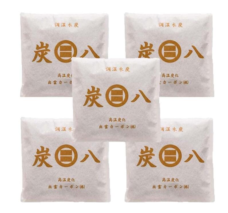 5袋セット 炭八 出雲カーボン 炭八 スマート小袋 ホワイト （19cm×19cm×厚さ2.5cm 容量0.4L） 調湿木炭 除湿 湿気 対策