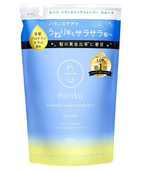 乐天商城 - 2袋セット　hiritu(ヒリツ) バランスリペアシャンプー スムース 詰め替え用 うねり髪もサラサラ 美髪プロテインセラム バランスキープセラム PPT系洗浄成分 アミノ酸系洗浄成分 ペアー&ムスクの香り