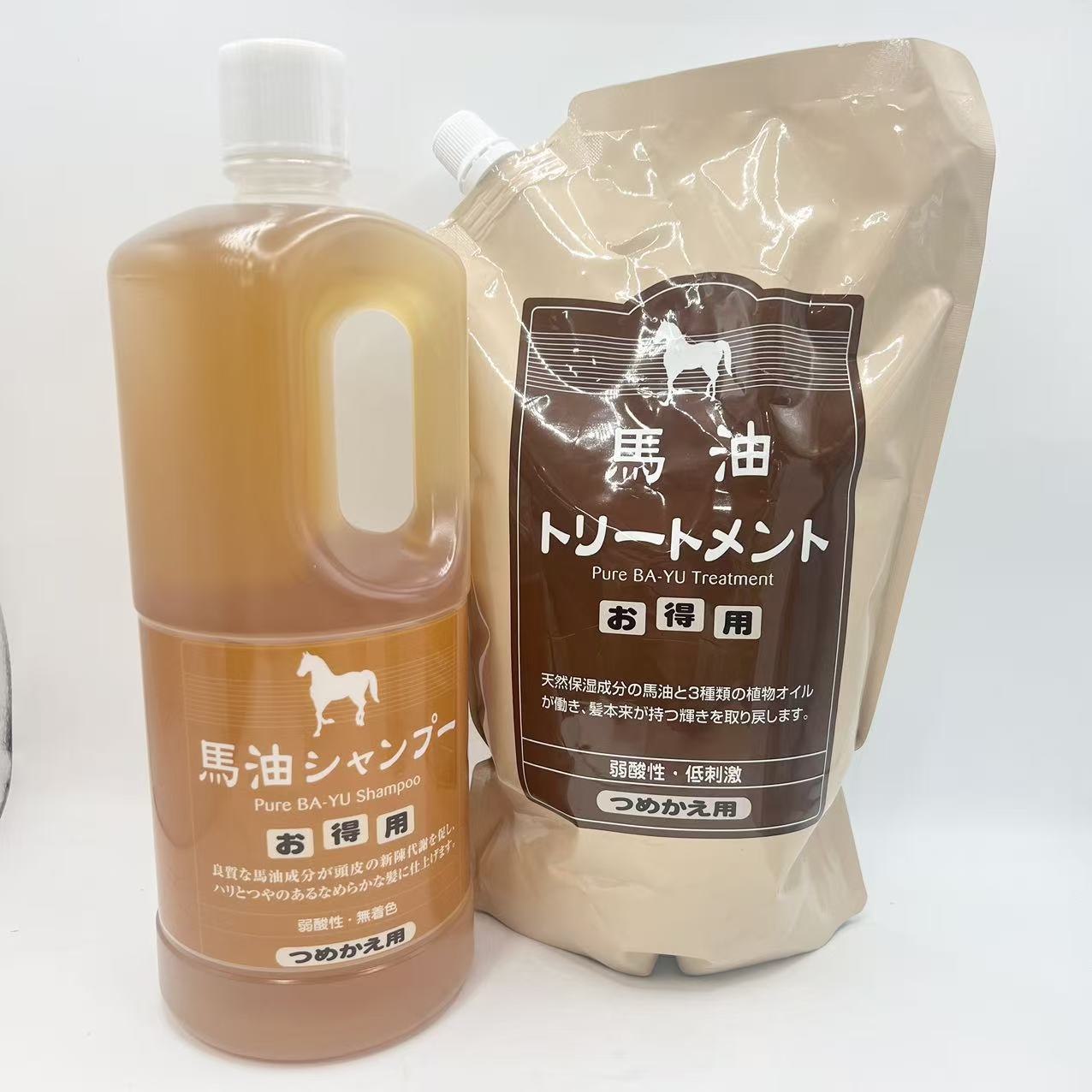 Rakuten - アズマ商事 馬油トリートメント と 馬油シャンプー の詰替え用セット 各1000ml 旅美人 バーユ