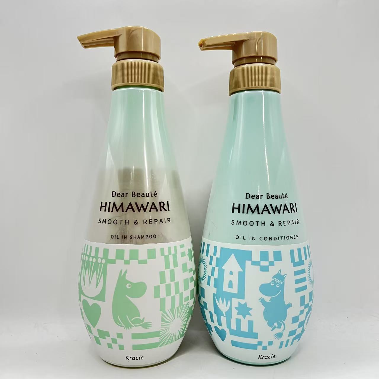 乐天商城 - ディアボーテ 【スムース&リペア】 オイルイン シャンプー コンディショナー ボトル セット ムーミンデザイン | ヒマワリ ノンシリコン アミノ酸 ヘアケア うねり くせ毛 パサつき 湿気