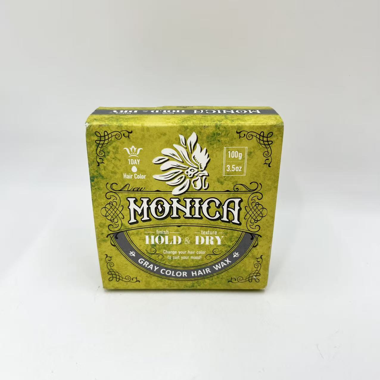 ニューモニカ カラーワックス グレー 100g シャンプーで洗い流せる 一時的なヘアカラー 白髪隠し 男性 メンズ ヘアワックス グリーンティーの香り