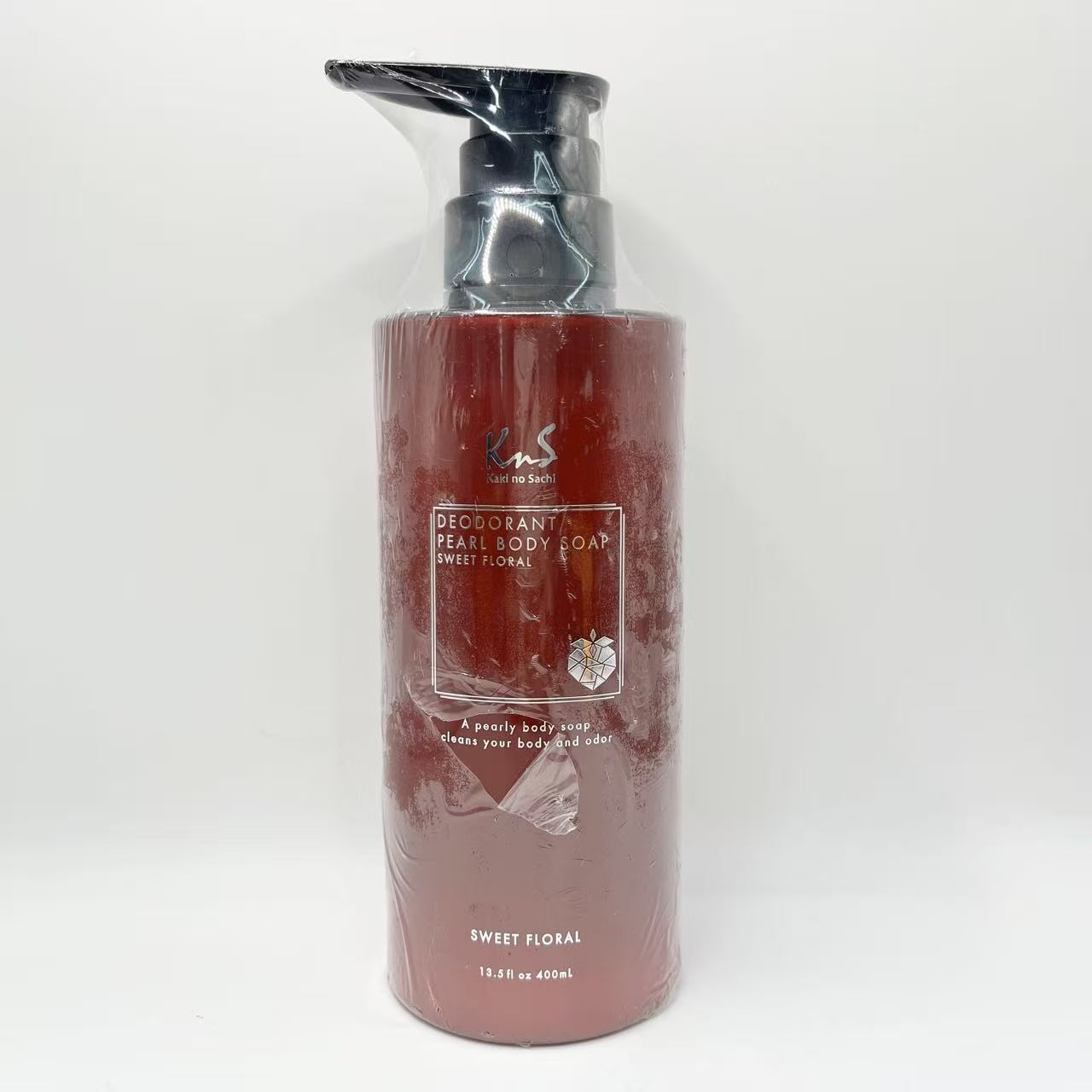 柿のさち 女性向け 薬用デオドラントパールボディソープ 400mL 柿渋ボディーソープ KnS 体臭予防 加齢臭対策 消臭 保湿 15種のアミノ酸配合 日本製 フローラルシトラスグリーンの香り