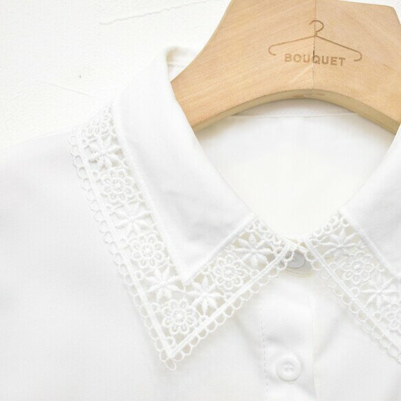 （送料無料）刺繍フラワーレースのシンプルガーリー付け襟（白）