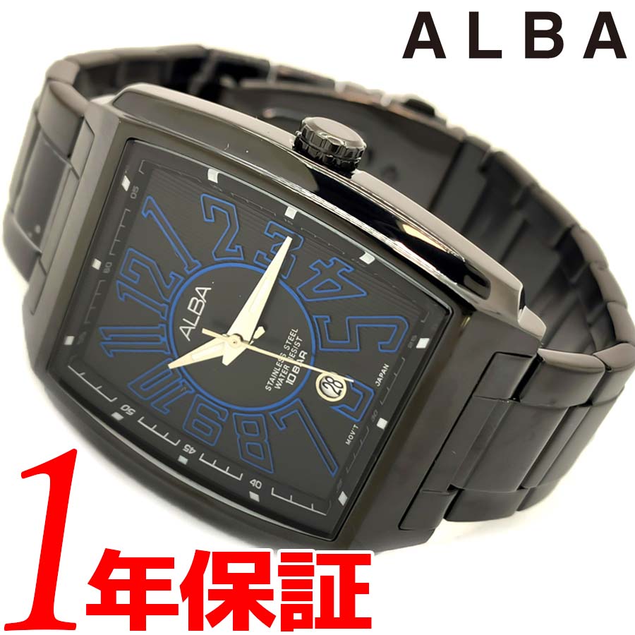 セイコー アルバ 腕時計（メンズ） 【海外モデル 日本未発売モデル】希少品 レア SEIKO セイコー ALBA アルバ メンズ クォーツ 腕時計 トノー 10気圧防水 デイトカレンダー ブラック ブルー AS9C53X1