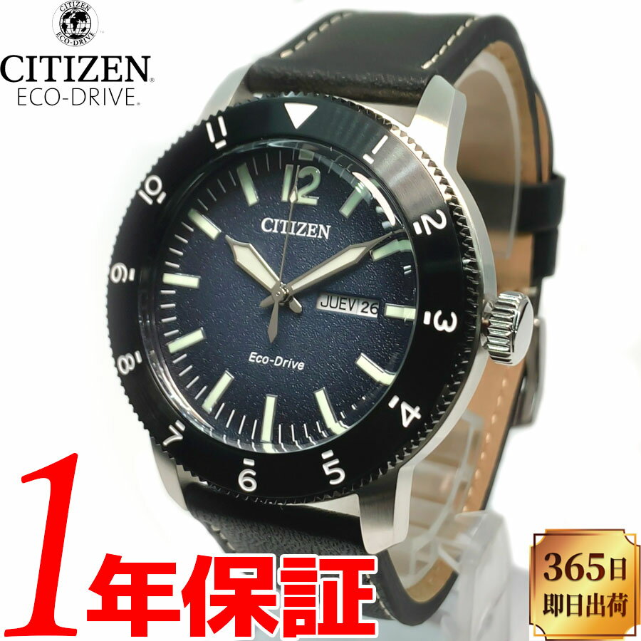 【海外モデル 日本未発売】CITIZEN シチズン ECO‐DRIVE エコドライブ メンズ 男性 ソーラー 太陽電池 腕時計 10気圧防水(100m防水) ステンレススチール ミネラルクリスタルガラス レザーベルト 本革 アナログ 3針 デイデイトカレンダー AW0077-19L