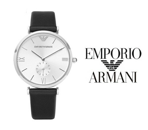 エンポリオ・アルマーニ 腕時計（メンズ） 【送料無料】【あす楽】エンポリオアルマーニEMPORIO ARMANI メンズ 腕時計 革ベルト アンティーク レザーベルト Classic　クラシック ブラック ホワイト ビジネス AR1674 スモールセコンド