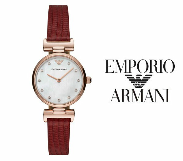 楽天ブルジョネ楽天市場店あす楽 送料無料 EMPORIO ARMANI エンポリオ アルマーニ GIANNI T-BAR ジャンニ ティーバー クオーツ レディース 腕時計 レザー ベルト AR11318 オススメ ギフト アナログ ウォッチ レッド シンプル