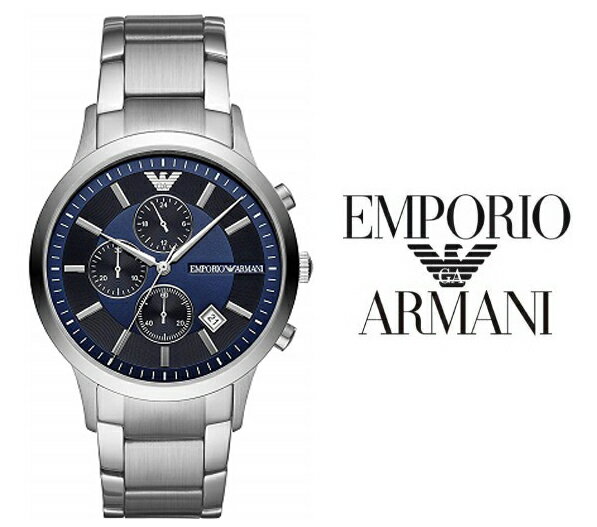 楽天ブルジョネ楽天市場店あす楽 送料無料 EMPORIO ARMANI エンポリオアルマーニ RENATO レナート クオーツ メンズ 腕時計 クロノグラフ ステンレス AR11164 人気 オススメ プレゼントアナログ カレンダー ブラック シルバー