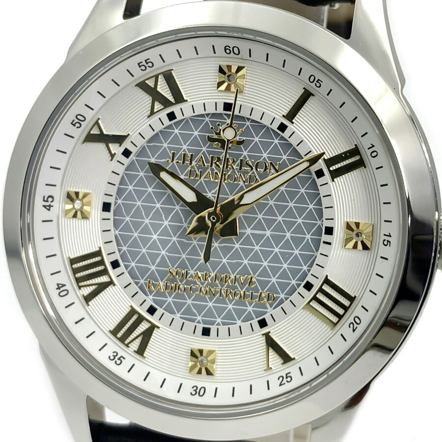 【あす楽 送料無料】【ベルト2本セット】【当店限定ワックスソフトレザーベルト付属】【純正ステンレスベルト】J.HARRISON ジョンハリソン SOLARDRIVE ソーラー メンズ 腕時計 3気圧防水 ステンレススチール クリスタルガラス アナログ 4石天然ダイヤモンド JH-082MGW