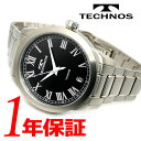 【国内正規品 高級チタンベルト】TECHNOS テクノス 男性用メンズ 電池式 クオーツ 39mm フェイス 腕時計 ラウンド 3気圧防水 アナログ 3針 カレンダー チタンケース チタンバンド 軽量 ローマ数字 アンティーク レトロ ヴィンテージ デザイン シンプル 時計 ブラック T9B56IB その1