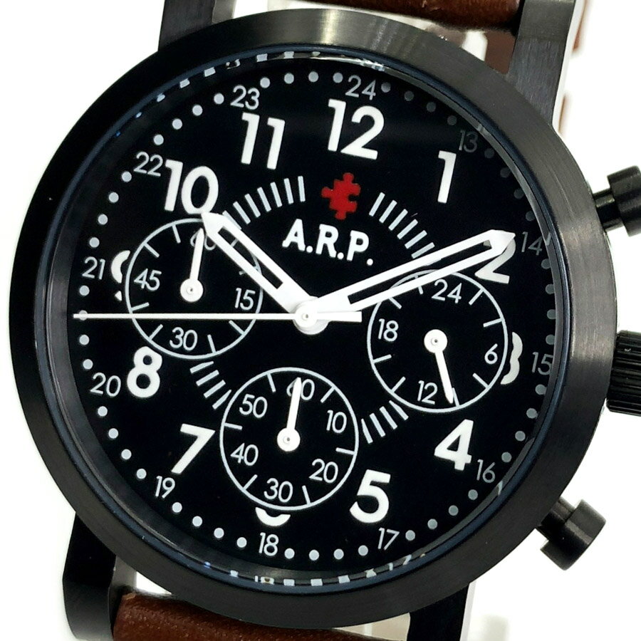 【あす楽 送料無料】【ベルト2本セット】【当店限定オイルレザーベルト付属】【純正レザーベルト】A.R.P エーアールピー メンズ 男性 レディース 女性 ユニセックス クォーツ 腕時計 日常生活防水 ステンレス ミネラルガラス 多針アナログ クロノグラフ ARP211-BBLBR