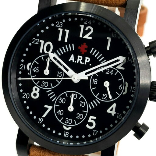 【あす楽 送料無料】【ベルト2本セット】【当店限定イタリアンレザーベルト付属】【純正レザーベルト】A.R.P エーアールピー メンズ 男性 レディース 女性 ユニセックス クォーツ 腕時計 日常生活防水 ステンレス ミネラルガラス 多針アナログ クロノグラフ ARP211-BBLBR