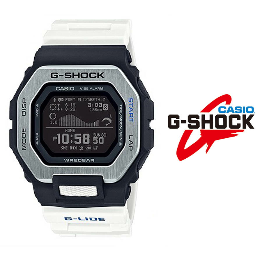 あす楽 CASIO カシオ G-SHOCK Gショック クオーツ デジタル表示 Bluetooth スマートフォンリンク G-LIDE メンズ 腕時計 GBX-100-7　ウレタン ブラック ホワイト　ラバー ベルト casio mens watch