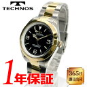 TECHNOS テクノス メンズ クォーツ 腕時計 ラウンド 10気圧防水 ステンレススチール クリスタルガラス アナログ ブラック ホワイト ゴールド TSM920TB