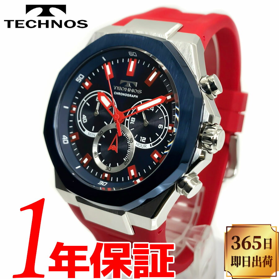 テクノス 腕時計（メンズ） 【あす楽 送料無料】TECHNOS テクノス CHRONOGRAPH クロノグラフ メンズ クォーツ 腕時計 10気圧防水 ステンレススチールケース シリコンベルト アナログ ラウンド ストップウォッチ T8B85NN