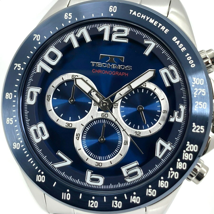 【国内正規品】【あす楽 送料無料】TECHNOS テクノス CHRONOGRAPH クロノグラフ メンズ クオーツ 腕時計 5気圧防水(50m防水) ステンレススチール 多針アナログ ストップウォッチ スクリューバック 24時間計 60分計 ジャパンムーブメント T6B97NN