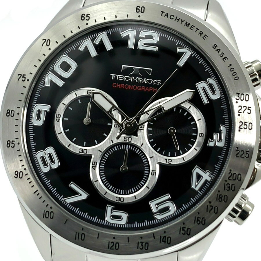 【国内正規品】【あす楽 送料無料】TECHNOS テクノス CHRONOGRAPH クロノグラフ メンズ クオーツ 腕時計 5気圧防水(50m防水) ステンレススチール 多針アナログ ストップウォッチ スクリューバック 24時間計 60分計 ジャパンムーブメント T6B97SB