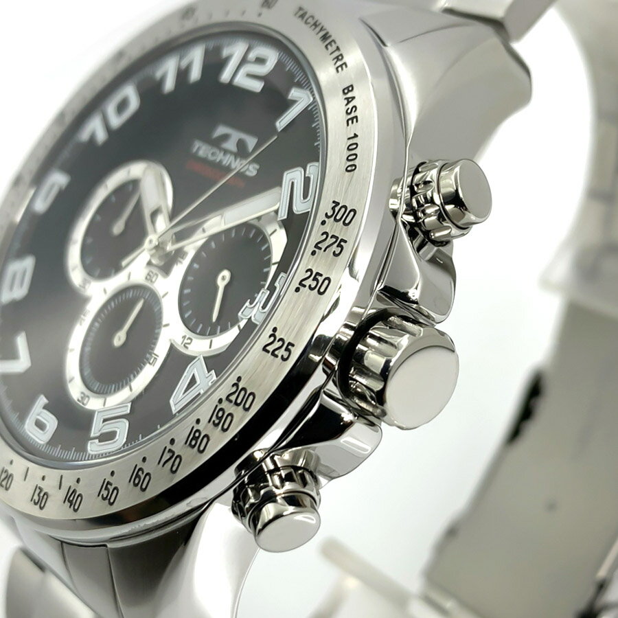 【国内正規品】【あす楽 送料無料】TECHNOS テクノス CHRONOGRAPH クロノグラフ メンズ クオーツ 腕時計 5気圧防水(50m防水) ステンレススチール 多針アナログ ストップウォッチ スクリューバック 24時間計 60分計 ジャパンムーブメント T6B97SB