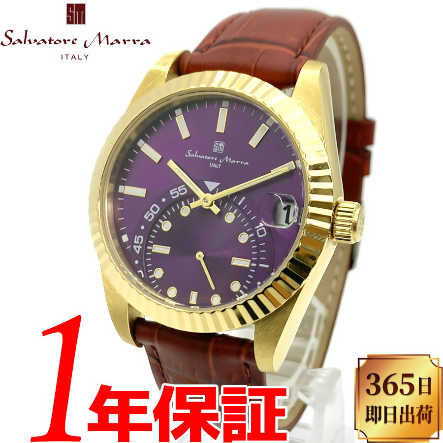 SALVATORE MARRA サルバトーレマーラ メンズ クオーツ 腕時計 5気圧防水(50m防水) ミネラルクリスタル アナログ カレンダー スモールセコンド SM22101-GDPL