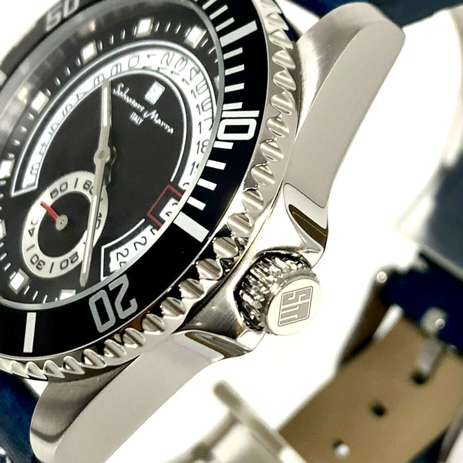 【あす楽 送料無料】【ベルト2本セット】【当店限定オイルレザーベルト付属】【純正ステンレスベルト】SALVATORE MARRA サルバトーレマーラ メンズ クオーツ 腕時計 5気圧防水 アナログ デイトカレンダー スモールセコンド 回転ベゼル 蓄光インデックス SM22107-SSBK