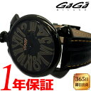 【あす楽 送料無料】GaGa MILANO ガガミラノ メンズ スリム 46mm クォーツ 腕時計 ラウンド 日常生活防水 ステンレススチール レザーベルト ブラック 5086.1 その1