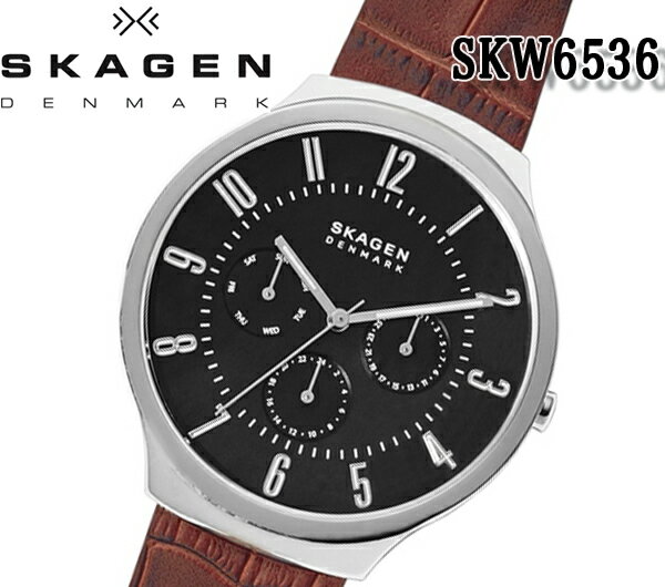 スカーゲン 腕時計（メンズ） あす楽対応 送料無料 SKAGEN スカーゲン 腕時計 GRENEN SLIM グレーネン skw6536 メンズ クォーツ レディース 腕時計 レザー　　ブラウン ブラック ビジネス ファッション プレゼント