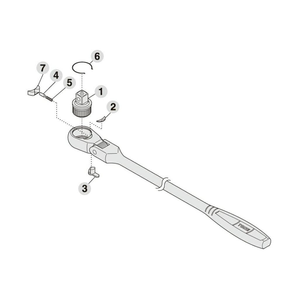 トネ(TONE) ラチェットハンドル用リペアキット RK-RH4FH 差込角12.7mm(1/2”)