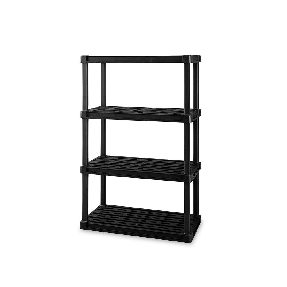 アイリスオーヤマ 4段プラスチックラック 組み立て簡単 1分 工具不要 サビない 軽量 棚 耐荷重120kg 幅91.4x奥行45x高さ141.3cm PLR-9144 ブラック