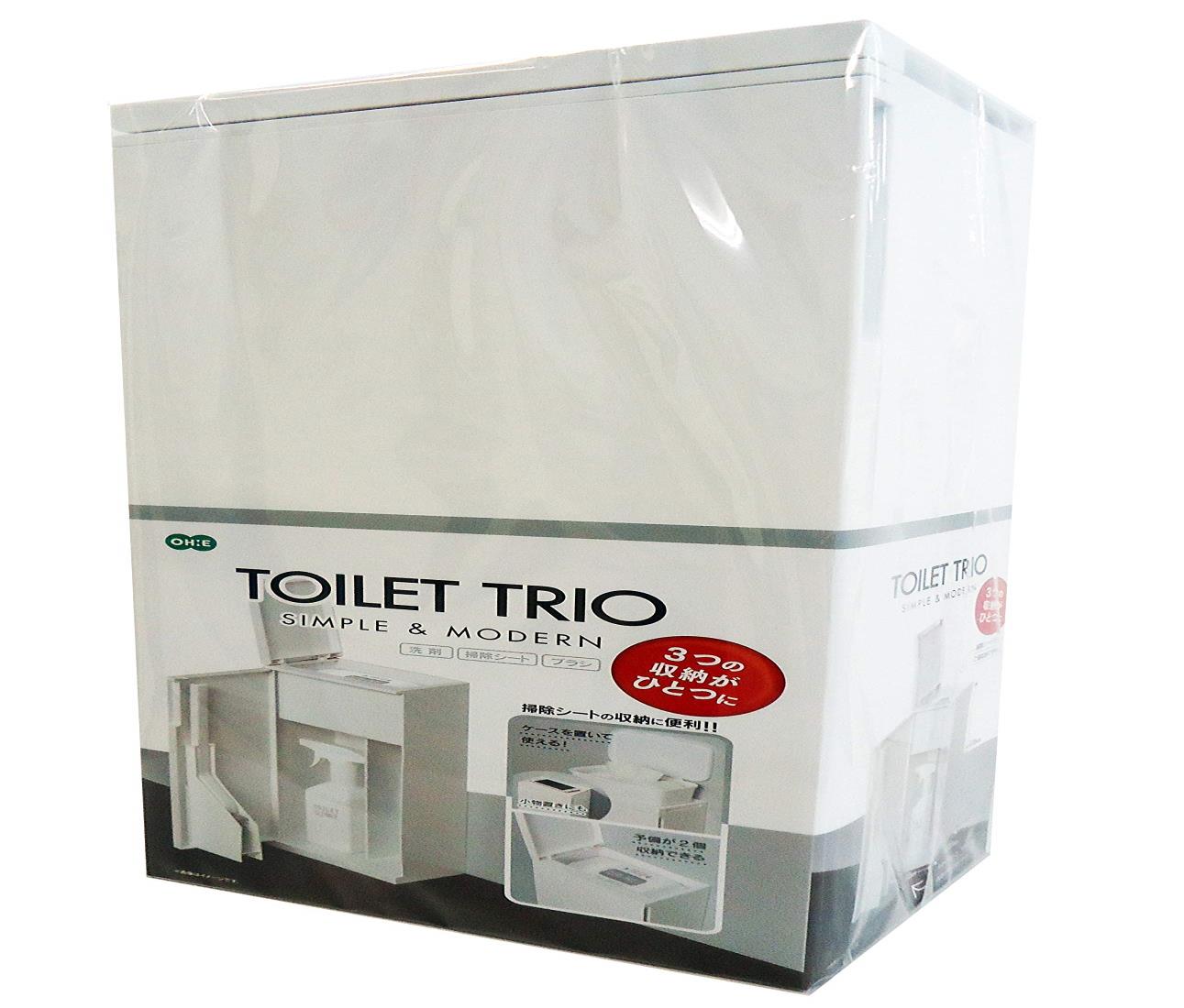 オーエ トイレ収納ケース TOILET TRIO ホワイト 約縦41×横17×奥行12.7cm トイレブラシ トイレ用洗剤 お..
