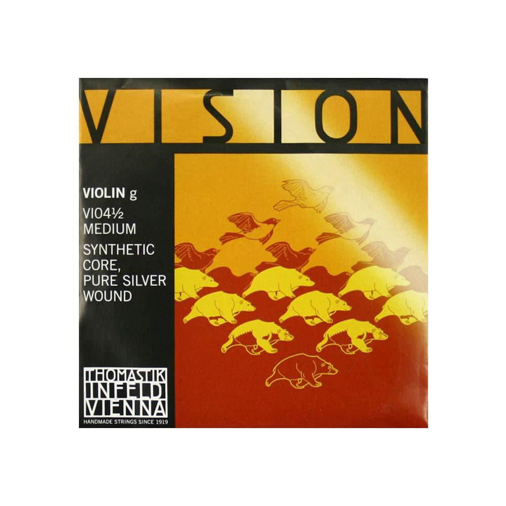 スタイル：G線VI04◆商品名：Vision ヴィジョン バイオリン弦 G線 シルバー巻 VI04 1/2Thomastik-Infeld(トマスティック・インフェルト)社は、オーストリアのウイーンで、バイオリンの製作家と技術者の共同によって設立され世界的に圧倒的な支持を得ているブランドです。最新の技術を駆使して開発・製造されており、滑らかな音質とともにパワフルなナイロン弦暖かめの音色で、音の立ち上がりが速く細かいパッセージを弾きやすい。シンセティックコア/シルバー巻Thomastik-Infeld社(オーストリア)製ミディアムテンション