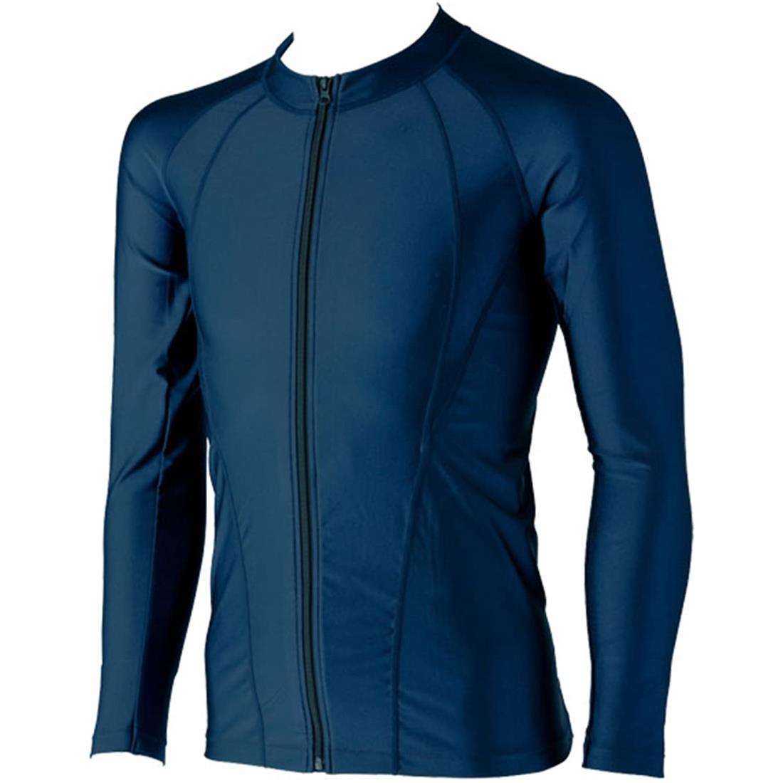 フットマーク(Footmark) ラッシュガード 学校体育 水泳授業 スイミングスクール シャインガード フルジップ 男女兼用 08(紺) 4L 101582B1