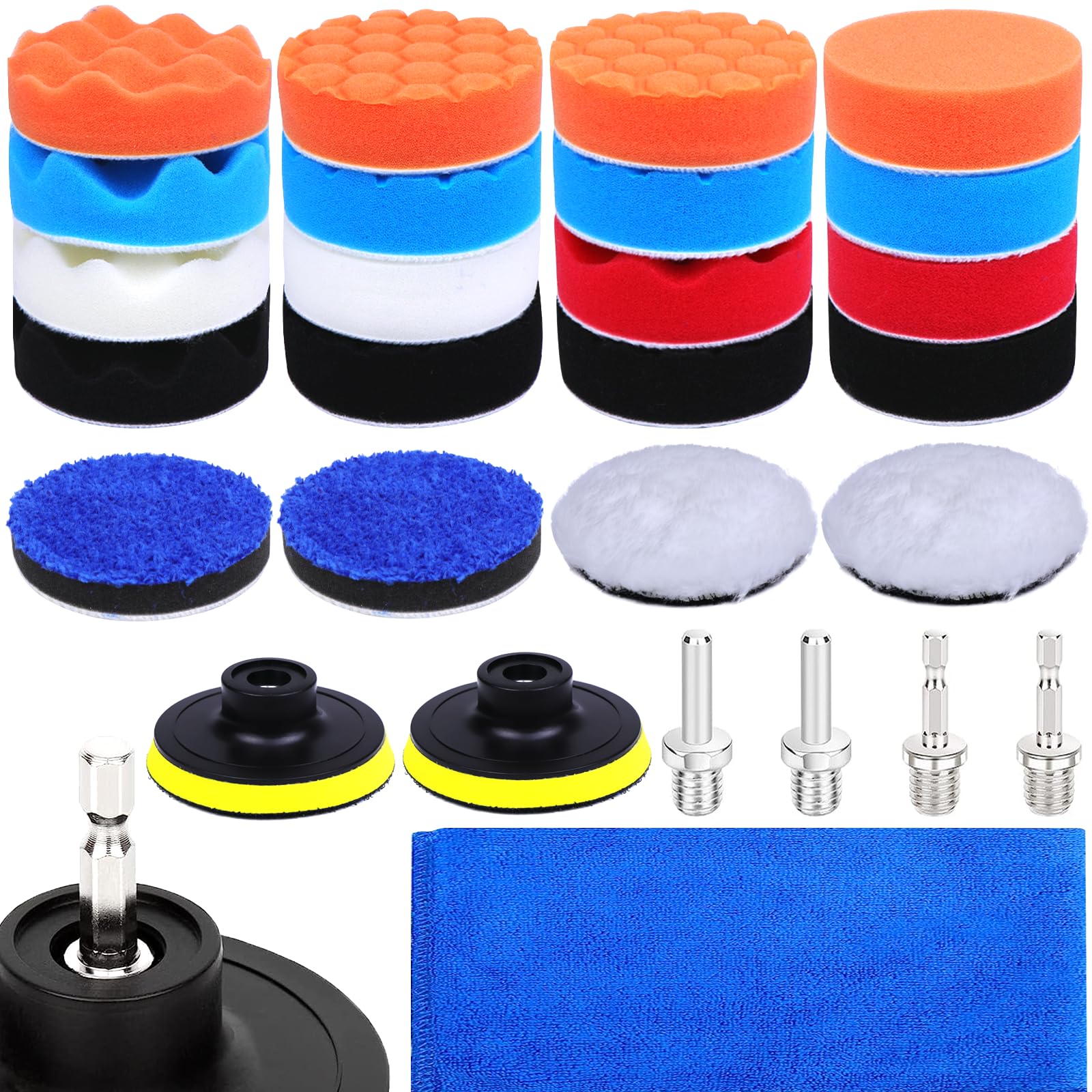 【送料無料】IROKCAKPT ポリッシャー バフ 80mm 27個セット,電動ポリッシャー用スポンジバフ,超細粒子の柔らかウレタンスポンジバフです マジックテ...