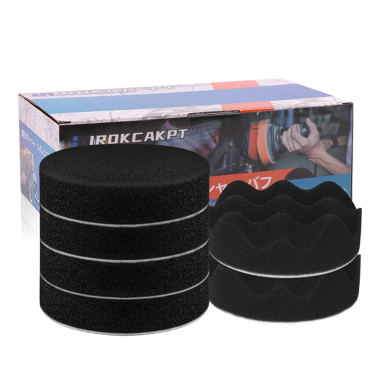 【送料無料】IROKCAKPT スポンジバフ 125mm ポリッシャー バフ 6個セット,超細粒子 の柔らかウレタンスポンジバフ マジックテープ 電動ポリッシャ...