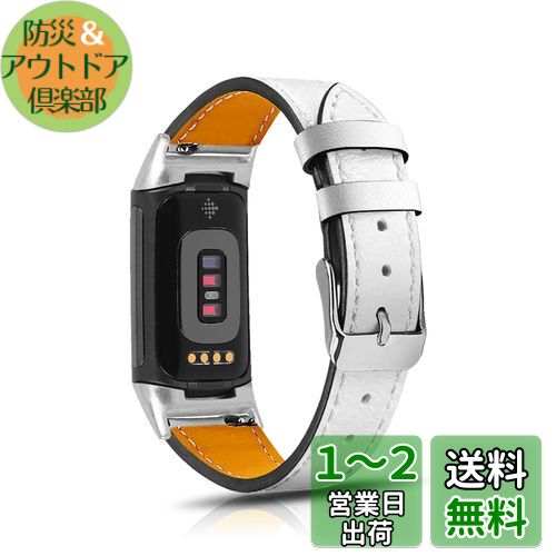 [HeeNia] レザーバンド Fitbit Charge 6 / Fitbit Charge 5 対応 バンド 革 ストラップ スポーツバンド Fitbit Charge 6 / Fitbit Charge 5 用 時計ベルト (ホワイト)(2)