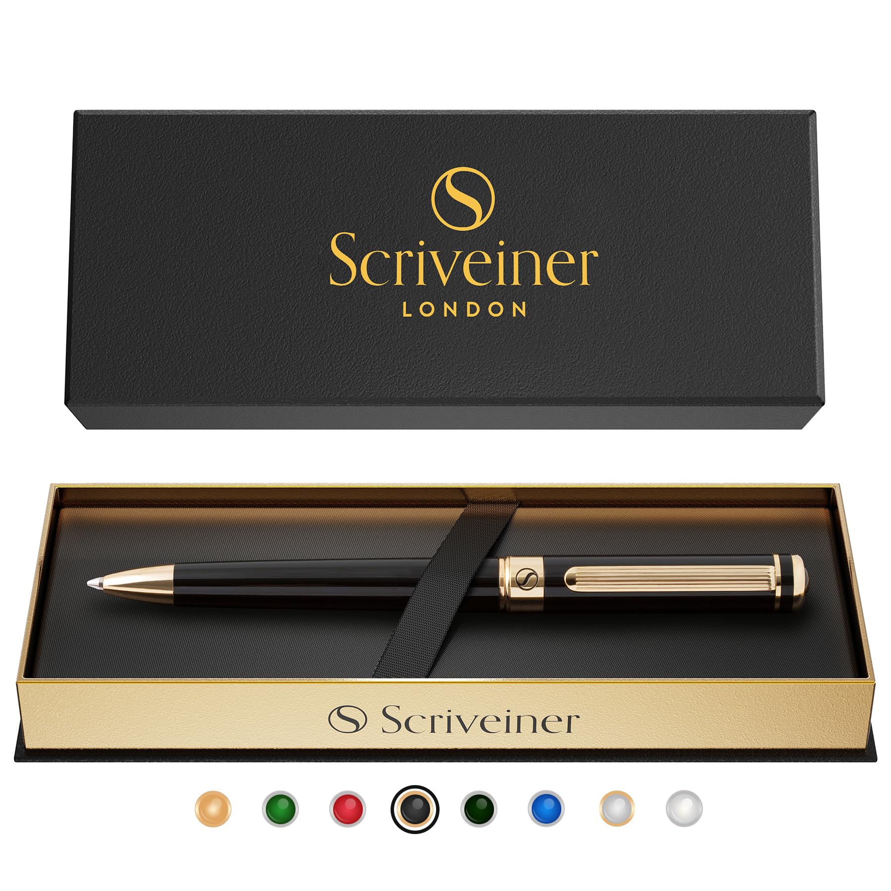 【送料無料】Scriveiner ボールペン 最高級 24金仕上げ シュミット 黒リフィル 最高のボールペンギフトセット 男女 ビジネスマン 役員 オフィスに最...