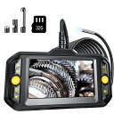 内視鏡カメラ ファイバースコープ 5.5mm極細レンズ IPSモニター 1080P HD スネークカメラ 撮影録画可能 32Gカード 6つLEDライト付き IP67防水 充電式 半剛性ケーブル 工業用 内視鏡 エアコン/排水口/設備下水道/車点検 3つアクセサリー(5.5mm-5m)