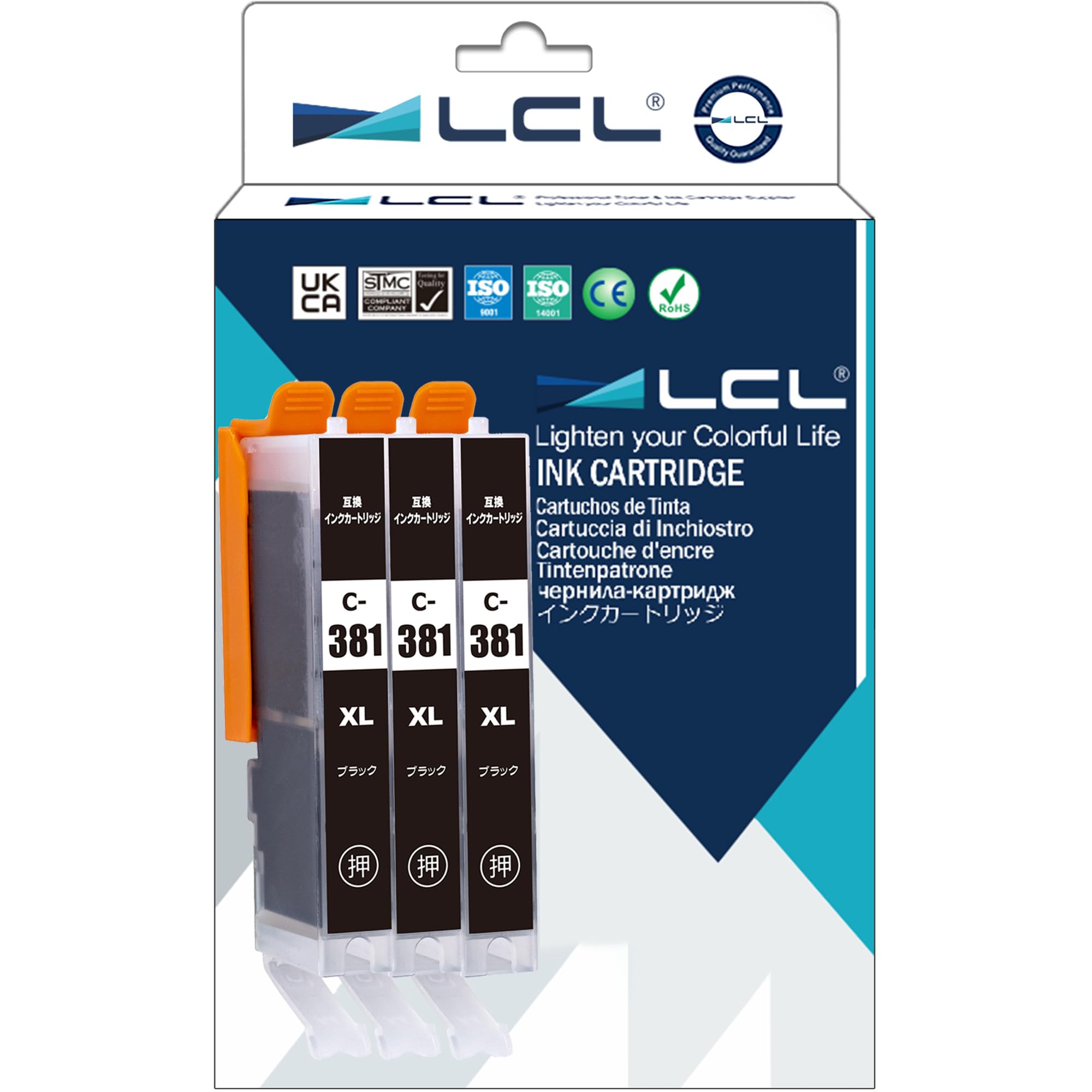 LCL Canon用 キャノン用 BCI-381 BCI-381XL BCI-381XLBK （3パック ブラック） 互換インクカートリッジ 増量 ICチップ残量表示検知機能付き 対応機種：Canon PIXUS TR7530 TS6130 TS6230 TS6330 TS7330 TS7430 TS8130 TS8230 TS8330 TS8430 TR8530 TR8630 TR9530 TR703