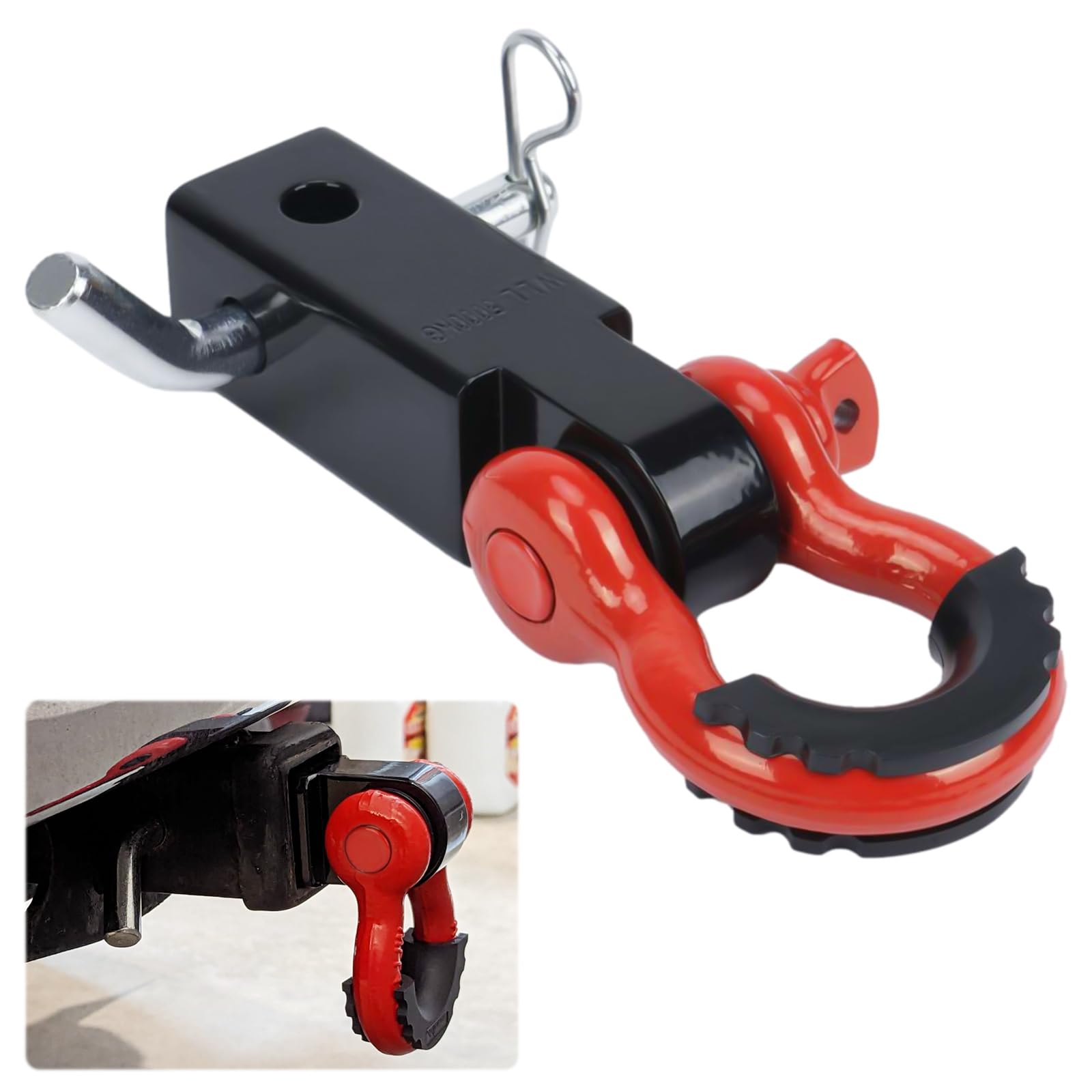 【送料無料】aleawol ヒッチレシーバー 汎用 2インチ 牽引フック 45000 ポンド破断強度、3/4" Dリング..