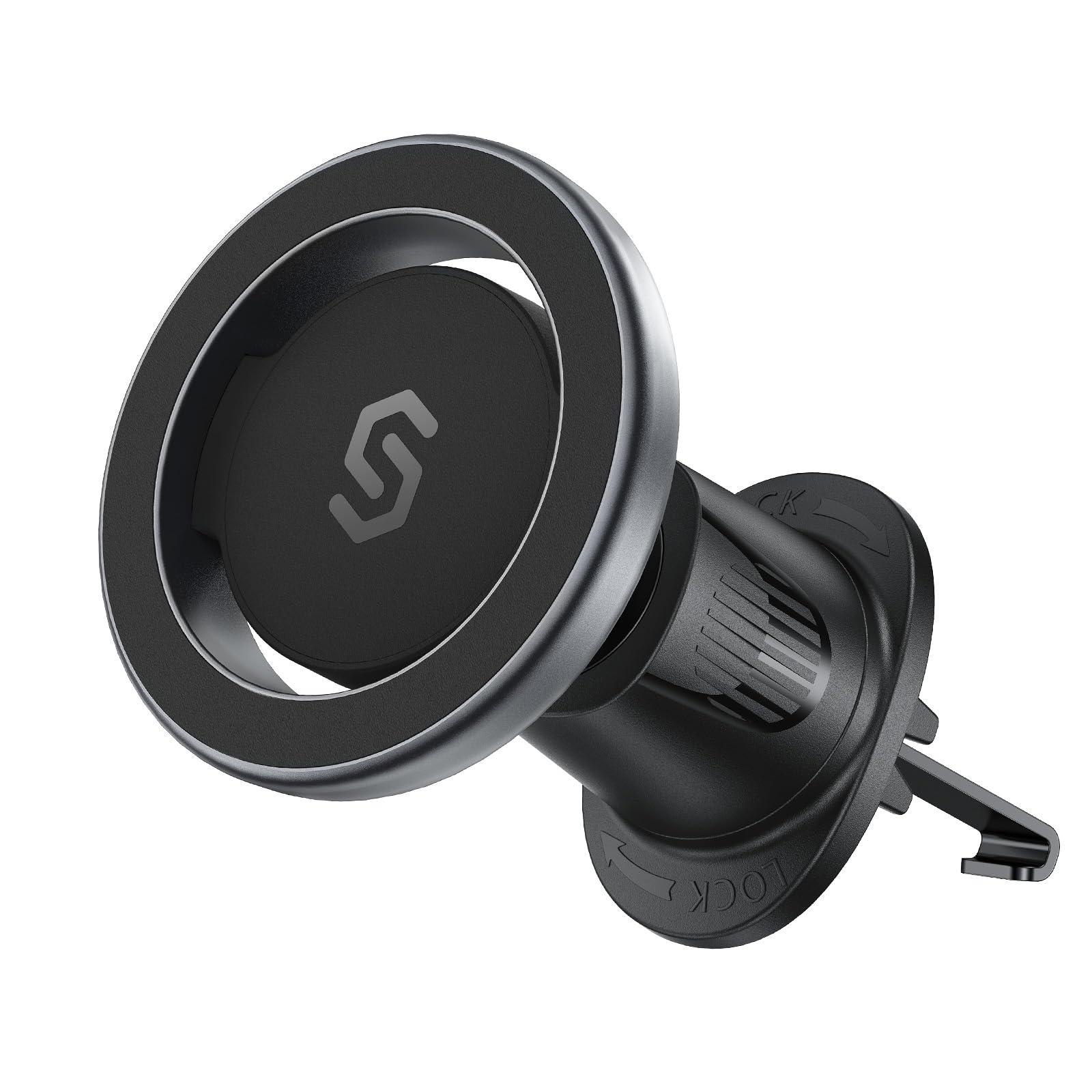 【送料無料】スマホホルダー 車 MagSafe対応 SYNCWIRE【強化金属フック】MagSafe車載 エアコン吹き出し口用 マグネット 車載スマホホルダー 車スマホスタンド 落下防止 360度回転 iPhone 15 14 13 12 SE Samsung Xperia など全種類スマホに対応 (ブラック)