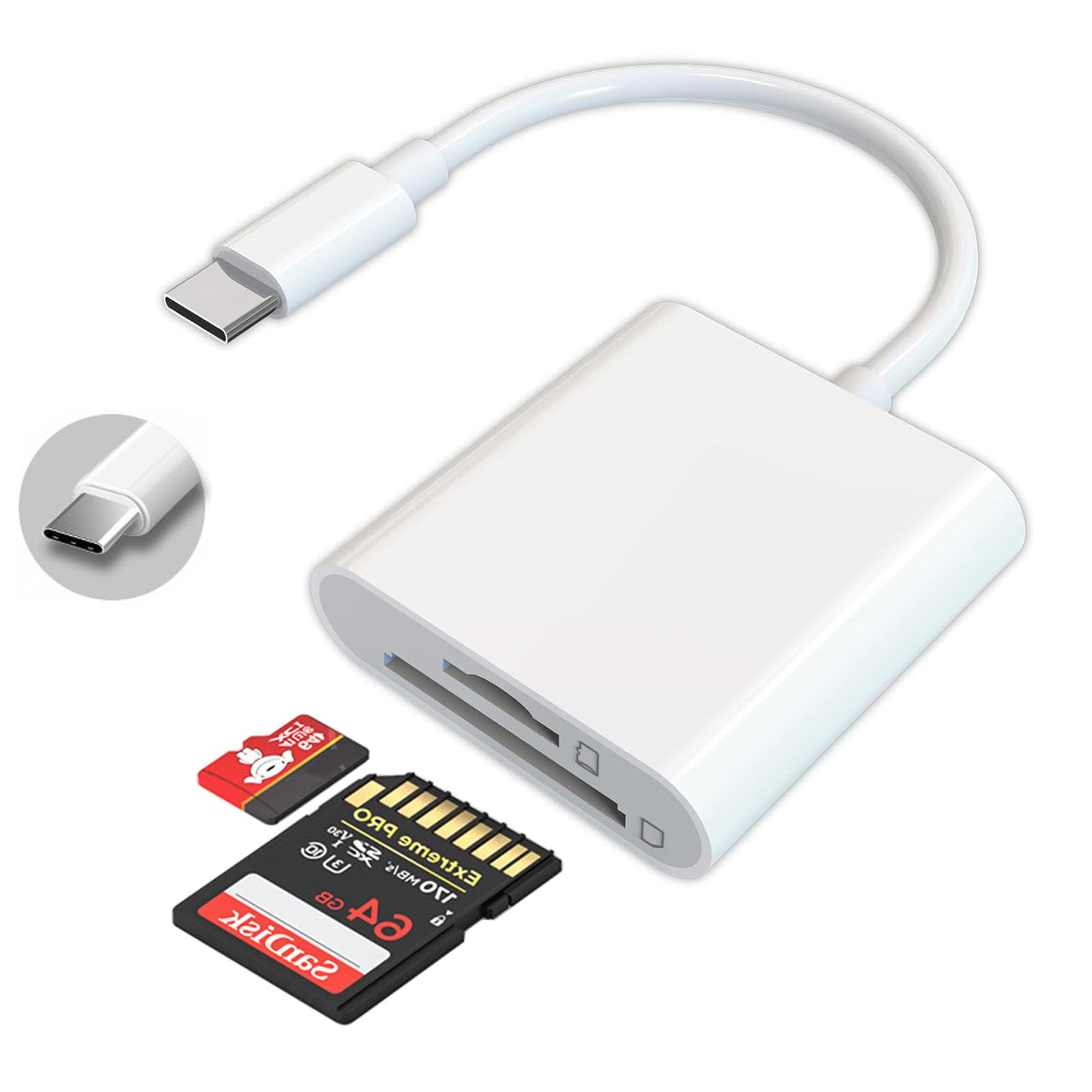 【送料無料】RuiMi USB C Type-C - SD TF カードリーダー（2in1）高速転送 OTG機能 SD TFカード カメラリーダー 設定不要 写真/ビデオ/データ 双方向高速転送 タイプc用 iPhone 15/iPad Pro/MacBook/Chromebook/Androidデバイスに