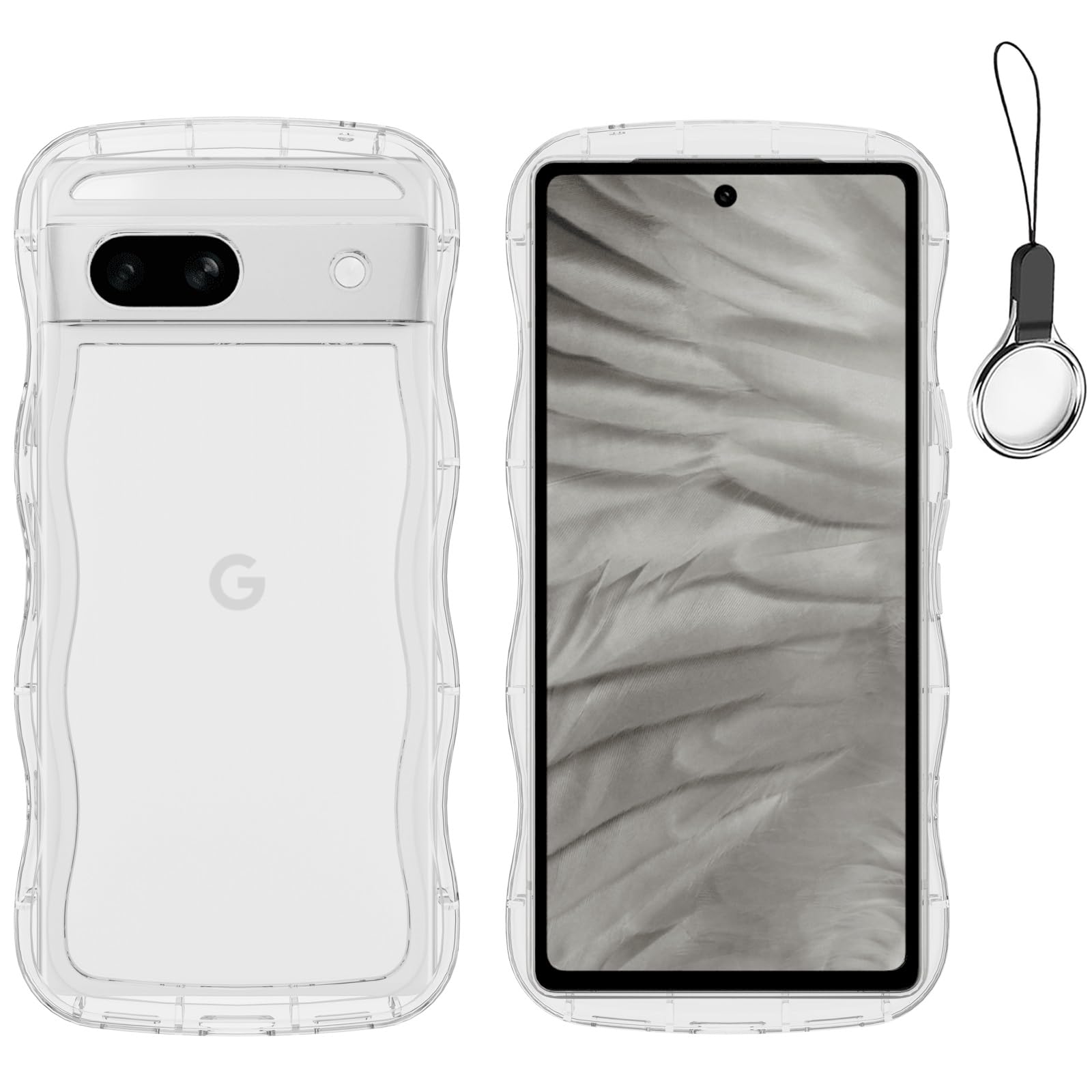 HILEGENER Google Pixel 6A かわいい ケース うねうね 耐衝撃 グーグル ピクセル6A 6.1インチ用滑り止め スマホケースウェーブ デザイン 手にフィット スマホカバー 韓国 可愛い クリア ソフトTPUカバー 波状エッジ ソフトシェル ケース 人気 落下防止 全面保護 ワイヤレ