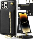 YIHARA iphone 16 Pro ケース手帳型 アイフォン16プロ スマホ ケース 財布型 iPhone 16 Pro 適用 携帯ケース 肩掛け 首かけ 斜めがけ ショルダー アイフォン16 Proケース手帳型 背面 カード収納 ストラップ付き 上下開 長さ調整可能 ブラック